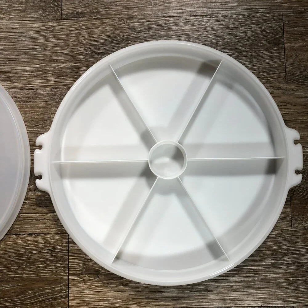 Vintage Tupperware 405-1 Party Susan Divided Relish Veggie Tray with Lid 224-16